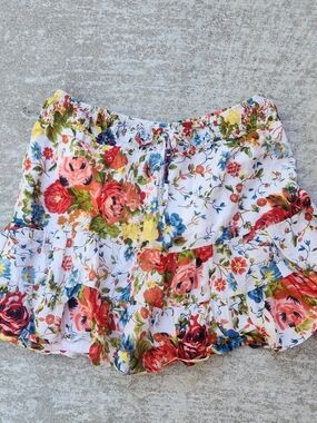Speechless White Floral Mini Skirt with Red, Pink, Blue and Yellow Flowers